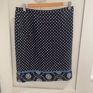 LOFT Navy Polka Dot Midi Skirt